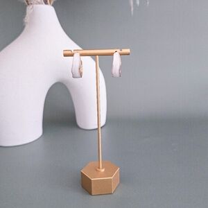 Stainless steel gold tone mother of pearl small hoop earrings new